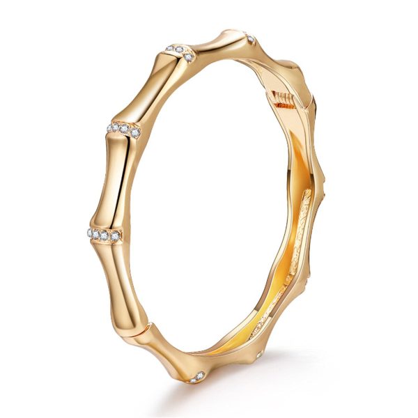 Cubic Zirconia & 18K Gold-Plated Bamboo Bangle Supply