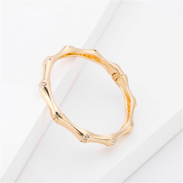 Cubic Zirconia & 18K Gold-Plated Bamboo Bangle Supply