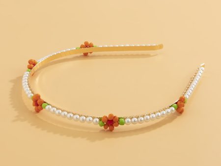 Orange Howlite & Pearl Mum Station Headband Online