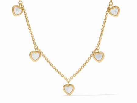 [Julie Vos] Heart Delicate Charm Necklace-Mother of Pearl For Sale