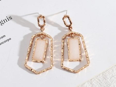 White Quartz & 18K Gold-Plated Open Shield Drop Earrings Discount