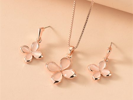 Cats Eye & 18K Rose Gold-Plated Flower Drop Earrings & Pendant Necklace Online Hot Sale