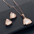 Cats Eye & 18K Gold-Plated Triangle Stud Earrings & Pendant Necklace For Discount