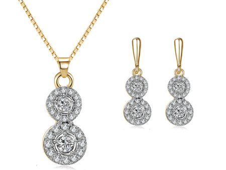 Cubic Zirconia & Two-Tone Tier Dangle Earring & Pendant Necklace Online now