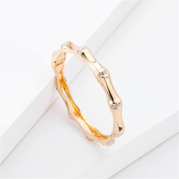 Cubic Zirconia & 18K Gold-Plated Bamboo Bangle Supply