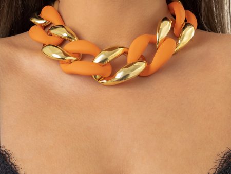 Orange Acrylic & 18K Gold-Plated Curb Chain Necklace Online