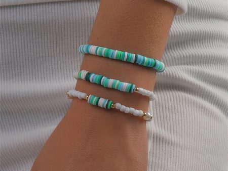 Mint Polymer Clay & White Howlite Beaded Stretch Bracelet Set Supply