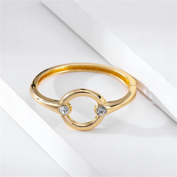 Cubic Zirconia & 18K Gold-Plated Circle Bangle Sale