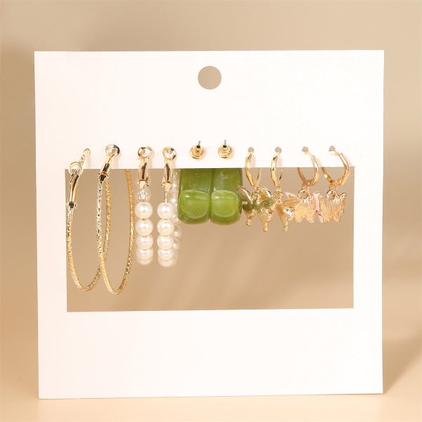 Pearl & Resin 18K Gold-Plated Butterfly Huggie Earring Set Hot on Sale