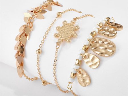 Howlite & 18K Gold-Plated Leaves Bracelet Set Online Hot Sale