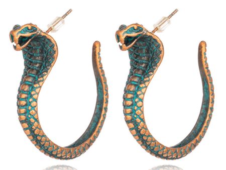 Green Enamel & 18K Gold-Plated Snake Stud Earrings Sale