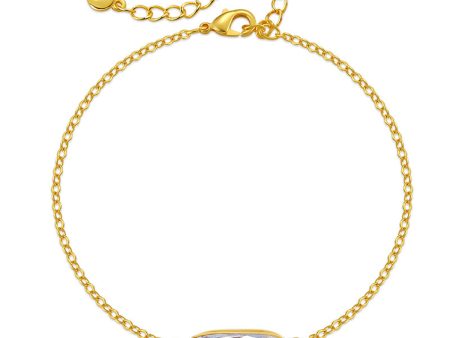 Crystal & 18K Gold-Plated Oval-Cut Charm Bracelet For Sale