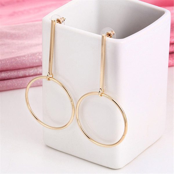 18K Gold-Plated Open Circle Drop Earrings Cheap