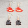 Orange Enamel & 18K Gold-Plated Witch Hat Ghost Drop Earrings Set Cheap