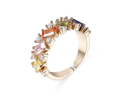 Yellow Crystal & Cubic Zirconia 18K Gold-Plated Open Ring on Sale