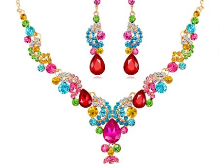 Multicolor Crystal & Cubic Zirconia 18K Gold-Plated Botany Earrings & Statement Necklace For Cheap