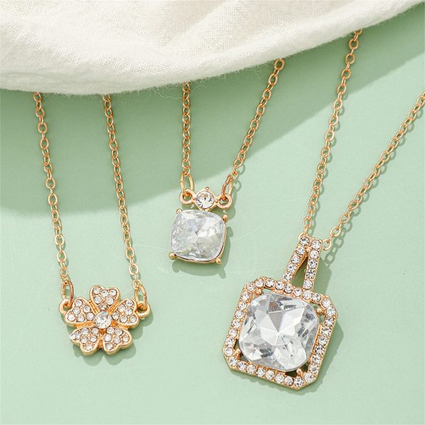 Crystal & Cubic Zirconia 18K Gold-Plated Flower Pendant Necklace Set Online Sale