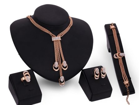 Cubic Zirconia & 18K Gold-Plated Tassel Pendant Necklace Set Fashion