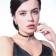 Turquoise & Cubic Zirconia Triangle Choker Necklace on Sale