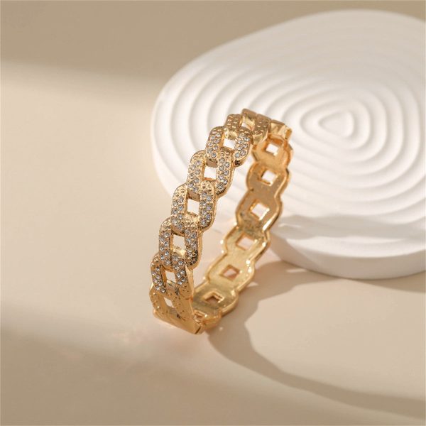 Cubic Zirconia & 18K Gold-Plated Curb Chain Bangle Online Sale