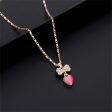 Cats Eye & Cubic Zirconia Bow Heart Drop Earrings & Pendant Necklace Fashion