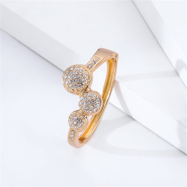 Cubic Zirconia & 18K Gold-Plated Circles Bangle Supply