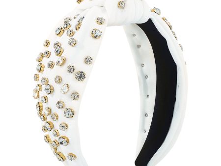 Cubic Zirconia & White Bow-Detail Hard Headband Online Hot Sale