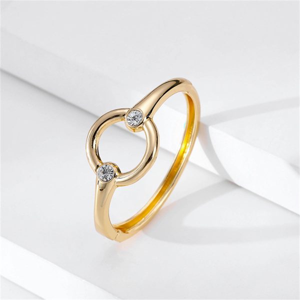 Cubic Zirconia & 18K Gold-Plated Circle Bangle Sale