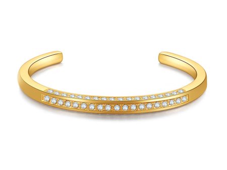 Cubic Zirconia & 18K Gold-Plated Cuff For Cheap