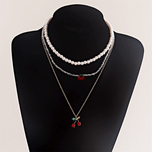 Crystal & Red Cubic Zirconia Cherry Pendant Necklace Set Discount