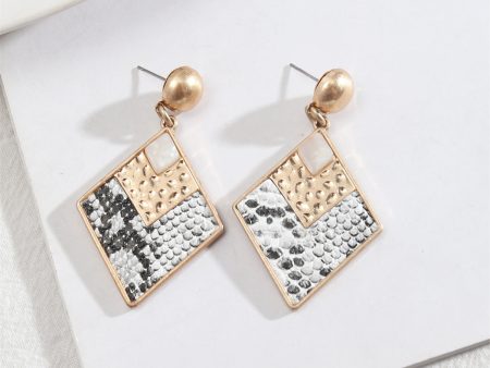 White Resin & Polystyrene 18K Gold-Plated Snake-Embossed Rhombus Pendant Earrings Online