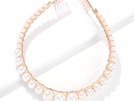 Pearl & 18K Gold-Plated Beaded Headband For Discount