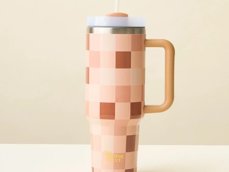 Take Me Everywhere Tumbler-Check Brown For Cheap