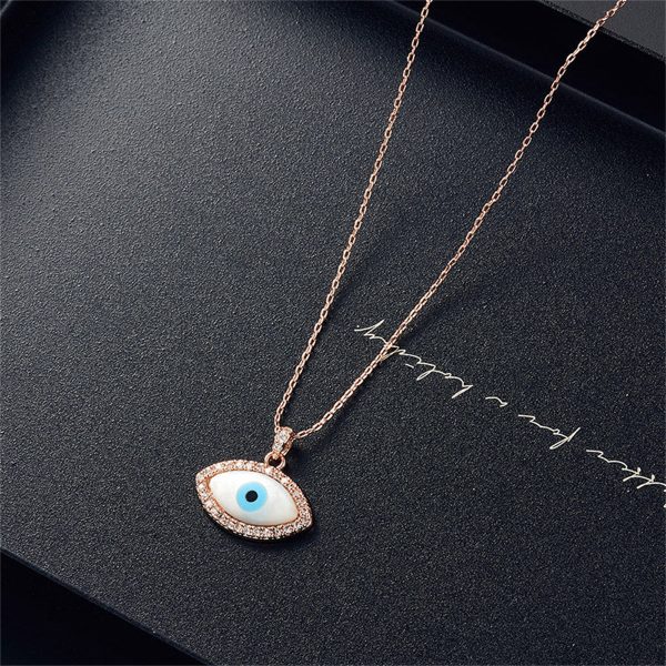 Cubic Zirconia & 18K Rose Gold-Plated Evil Eye Stud Earrings & Pendant Necklace For Discount