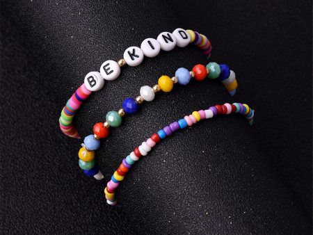 Multicolor Howlite & 18K Gold-Plated  Be Kind  Beaded Bracelet Set For Cheap