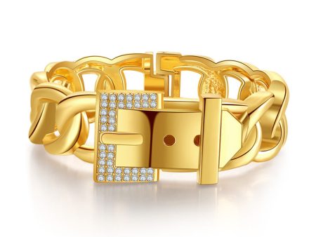 Cubic Zirconia & 18K Gold-Plated Belt Bracelet Online now