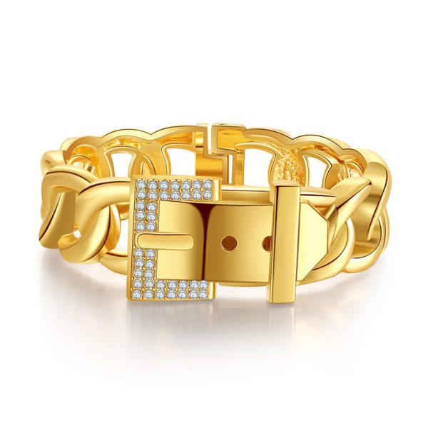 Cubic Zirconia & 18K Gold-Plated Belt Bracelet Online now