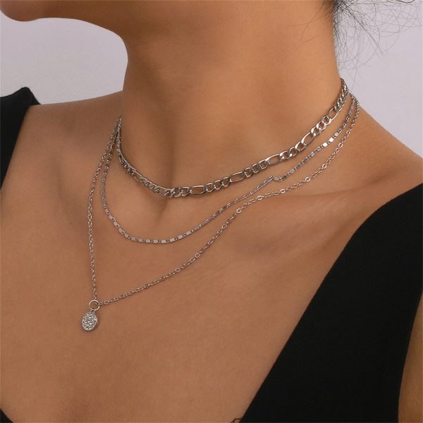 Cubic Zirconia & Silver-Plated Layered Chain Necklace Set on Sale