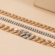 Cubic Zirconia & Two-Tone Curb Chain Bracelet Set Fashion