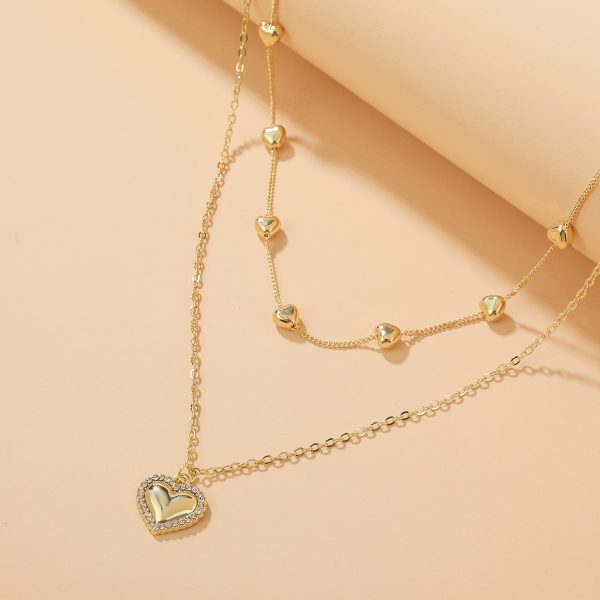 Cubic Zirconia & 18K Gold-Plated Heart Layered Necklace Hot on Sale