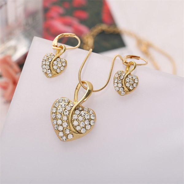 Cubic Zirconia & 18K Gold-Plated Heart Leverback Earrings Set Fashion