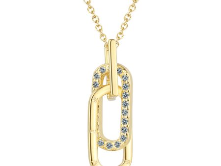 Cubic Zirconia & 18K Gold-Plated Interlocking Oval Pendant Necklace Online