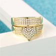 Cubic Zirconia & 18K Gold-Plated Heart Band Ring Set Discount