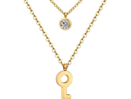 Cubic Zirconia & 18K Gold-Plated Key Layered Pendant Necklace Online Hot Sale