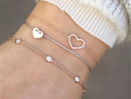 Cubic Zirconia & 18K Gold-Plated Heart Bracelet Set Online now