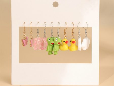 Green Resin & Polymer Clay Two Tone Frog Drop Earrings Set Online