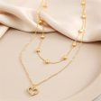 Cubic Zirconia & 18K Gold-Plated Heart Pendant Layered Necklace Supply