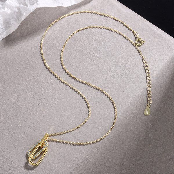 Cubic Zirconia & 18K Gold-Plated Interlocking Oval Pendant Necklace Online