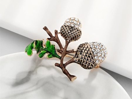 Cubic Zirconia & Enamel 18K Gold-Plated Hazelnut Brooch Online Hot Sale