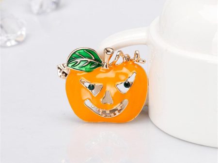 Cubic Zirconia & Enamel 18K Gold-Plated Jack-O-Lantern Brooch on Sale